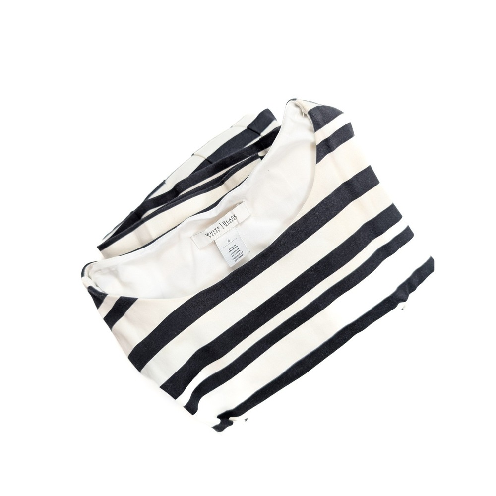 White House Black Market Sleveless Black White Striped Midi Dress Women's Size 6 - Picture 3 of 6